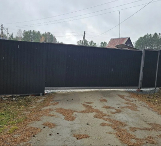 Въезд в снт забор -  Производство и монтаж откатных ворот