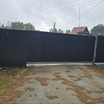 Въезд в снт забор -  Производство и монтаж откатных ворот